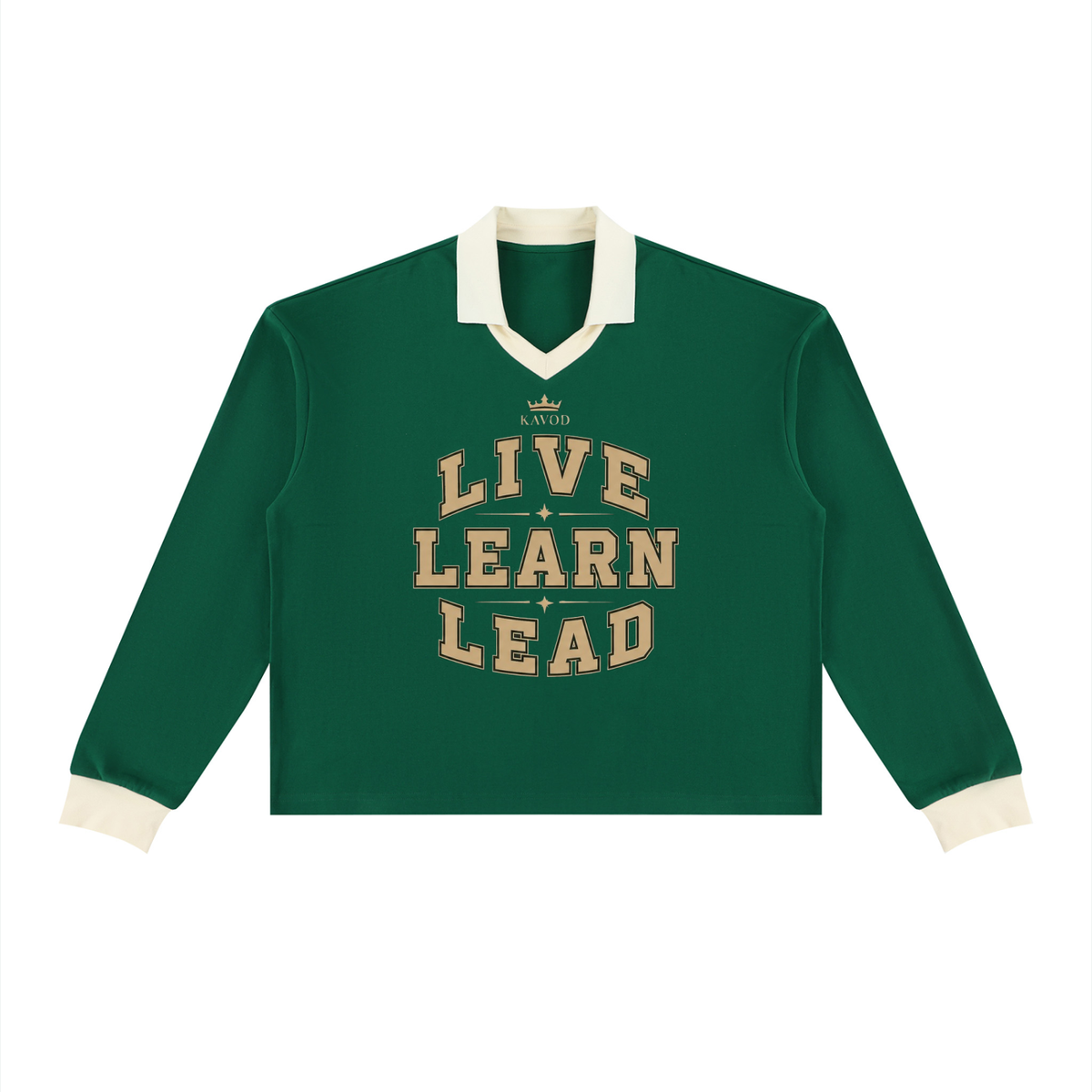 Kavod Live Learn Lead long sleeve collared sweatshirt