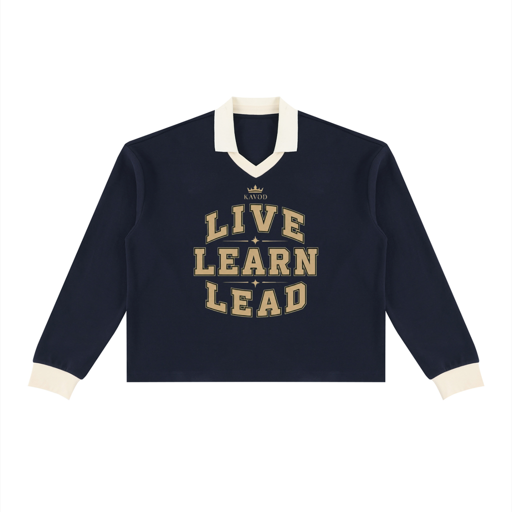 Kavod Live Learn Lead long sleeve collared sweatshirt