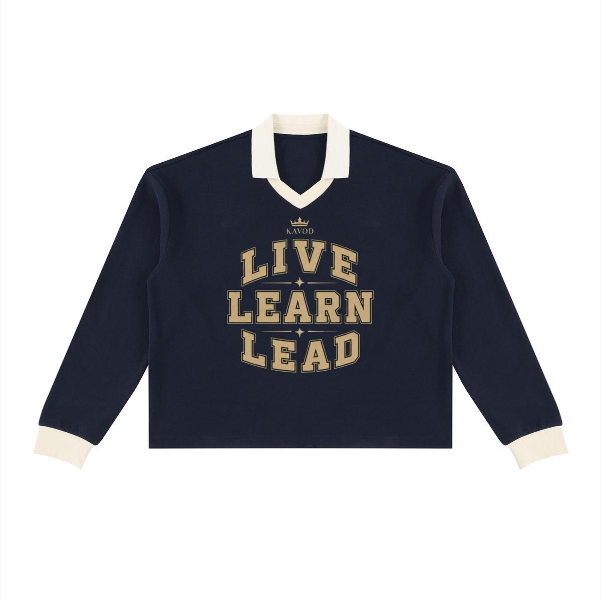 Kavod Live Learn Lead long sleeve collared sweatshirt